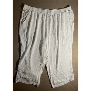 Woman Within Size 26 W Pull On Capri Pants Solid White Breathable Lightweight